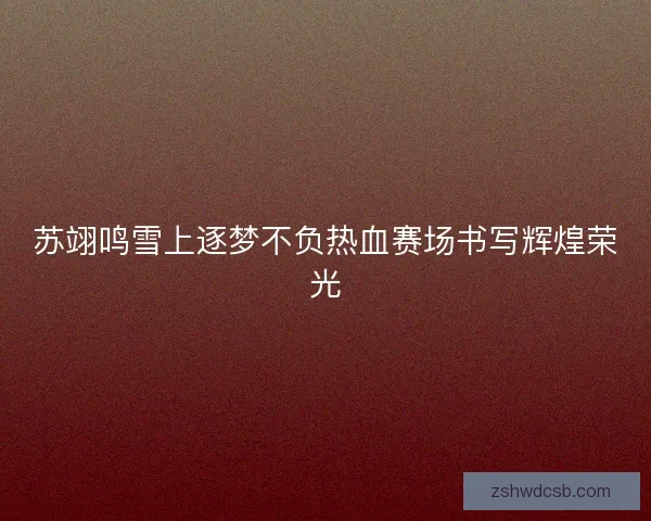 苏翊鸣雪上逐梦不负热血赛场书写辉煌荣光