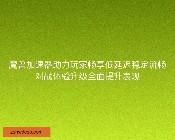 魔兽加速器助力玩家畅享低延迟稳定流畅对战体验升级全面提升表现